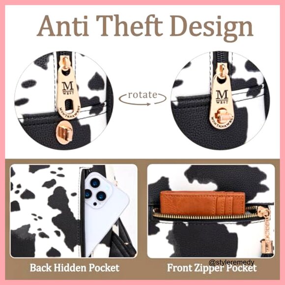 Mini Backpack Purse Anti Theft with Secure Zipper Faux Leather main image 4